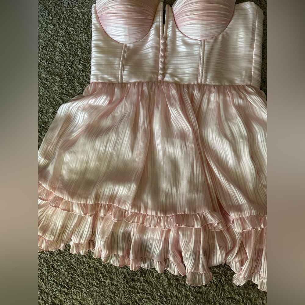 Pink Tie-Strap Mini Dress with Corset Bodice - Picture 4 of 8